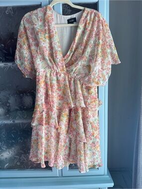 MSK Light Pink Lined Dress with Floral Trim